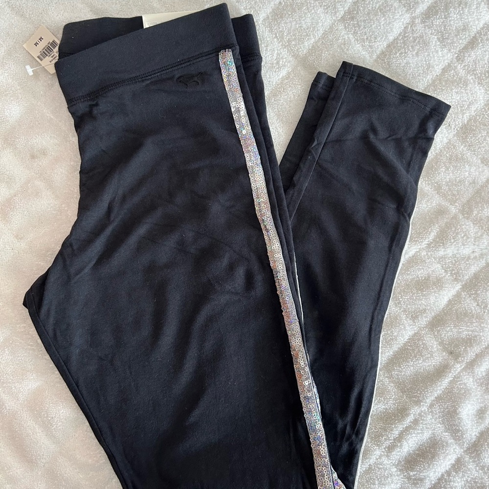 Victoria’s Secret Pink Leggins Silver Sequins  Size M NWT